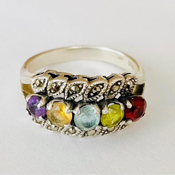 Jewelry - Vintage Silver Sterling 925 with multi color gemstones